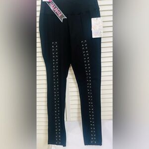 NEW HARMONY + HAVOC high waisted curve Black Lace-Up stretch Pants